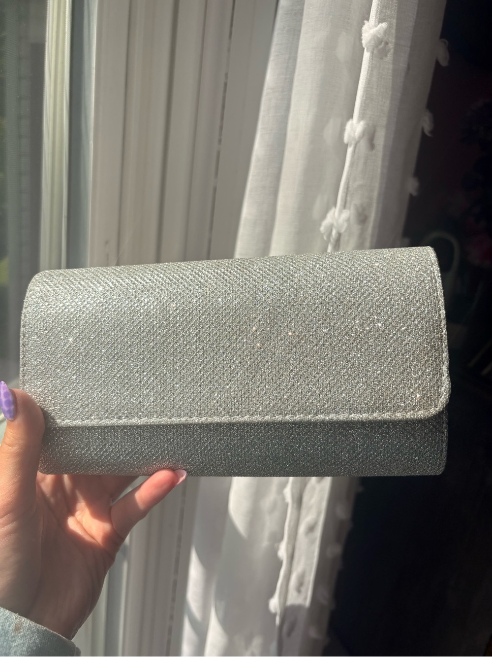 Silver Sparkle Evening Clutch - Women Bags